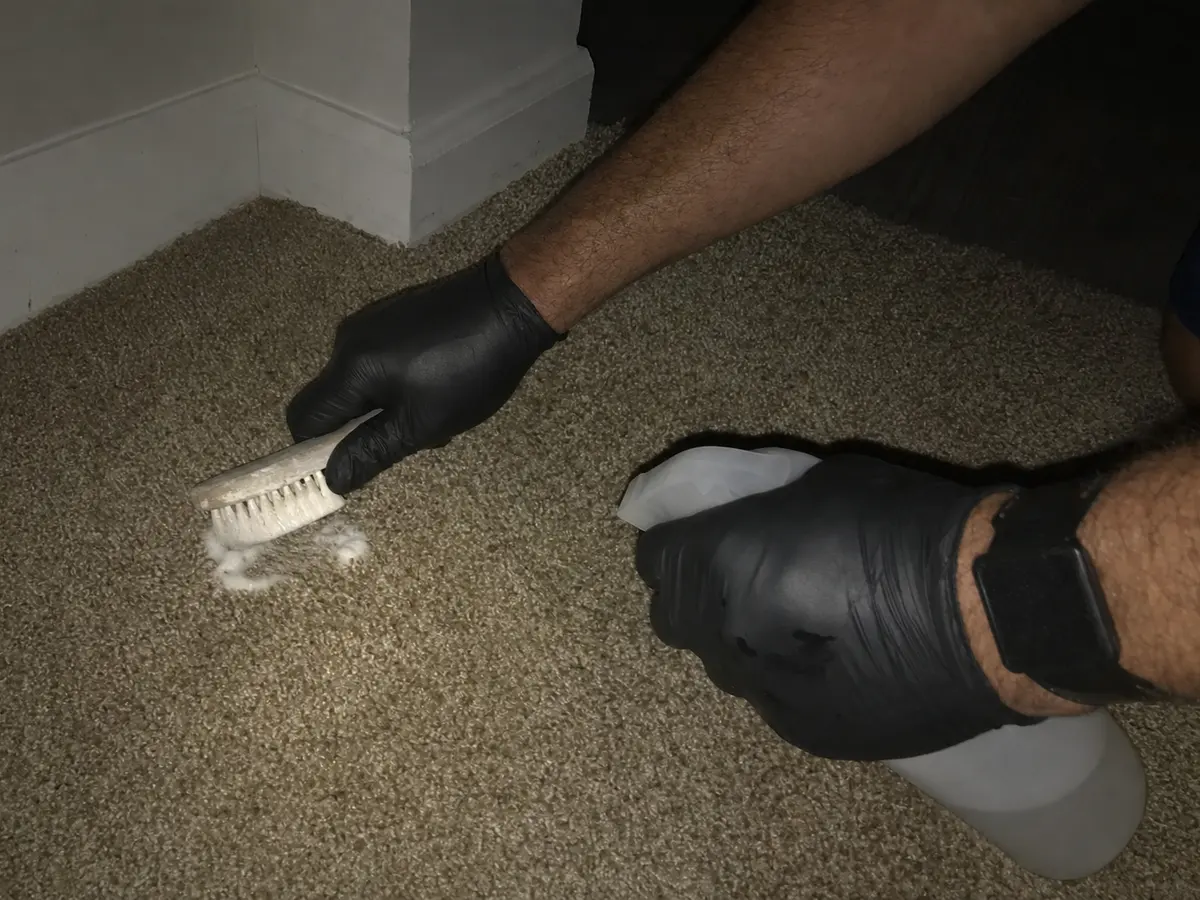 Carpet cleaning technician at work in a Glendora, CA home